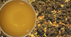 Osmanthus Oolong cup and leaves